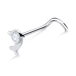 Stone Fish Silver Curved Nose Stud NSKB-81